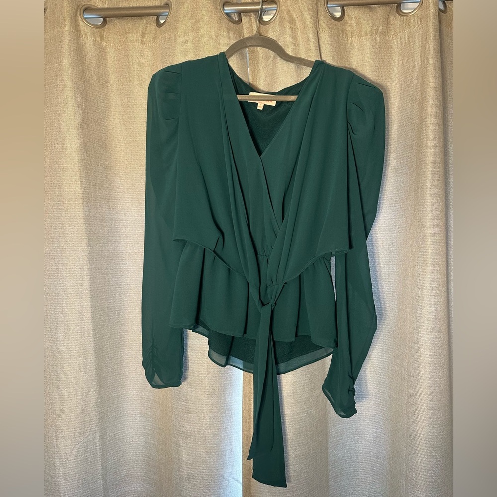 Leyden Deep Green Women's Long Sleeve Blouse